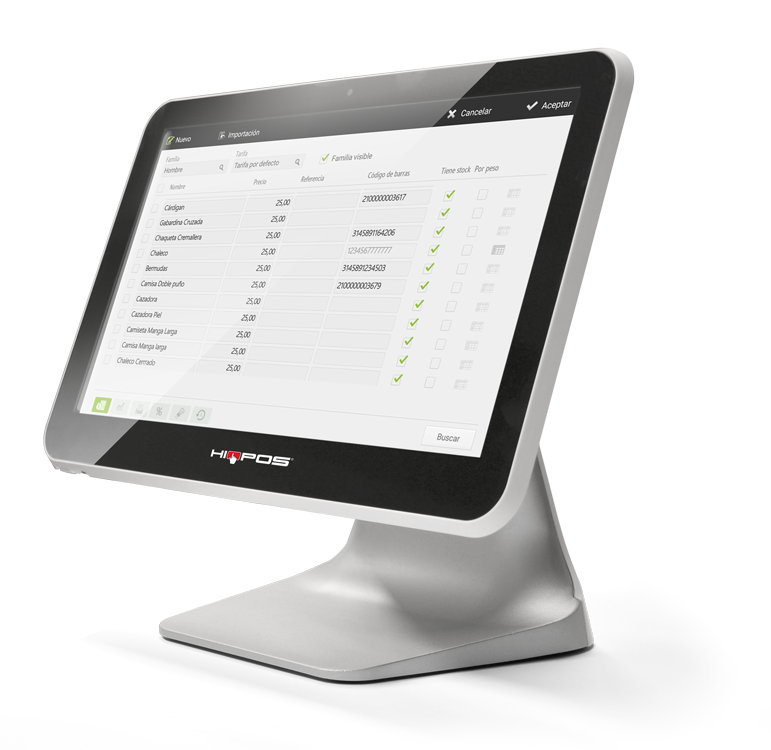 JFC shop & banking equipment HioPOS gestion codes barres stock commerces